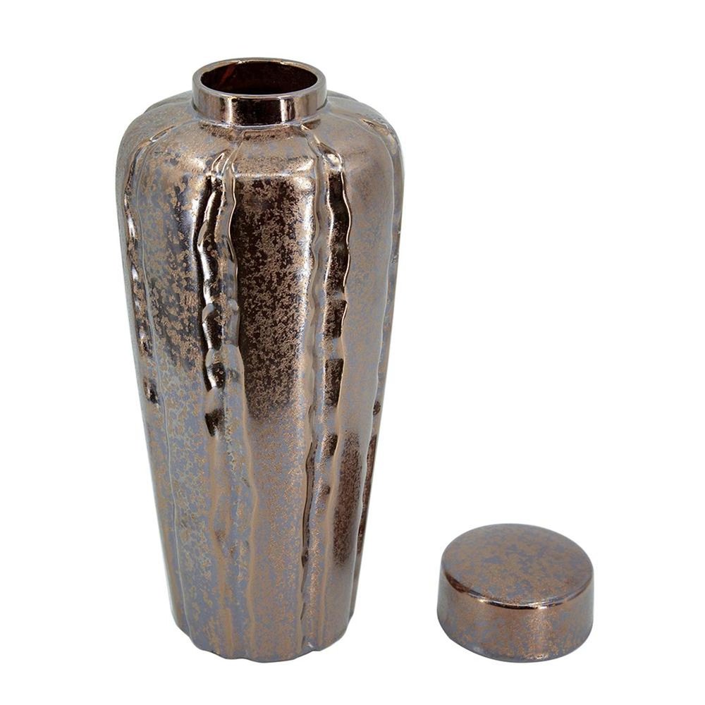 Set of Three Bronze And Silver Ceramic Urn Ginger Jars HomeRoots