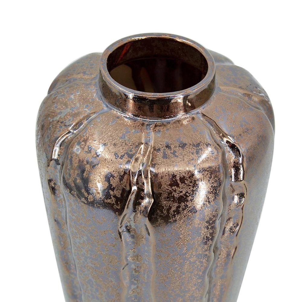 Set of Three Bronze And Silver Ceramic Urn Ginger Jars HomeRoots