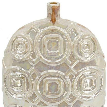 16" Cream Geometric Ceramic Bud Table Vase HomeRoots
