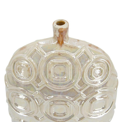 16" Cream Geometric Ceramic Bud Table Vase HomeRoots
