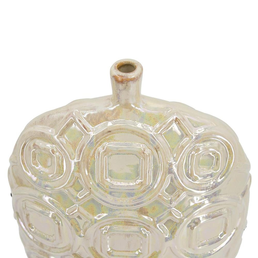 20" Cream Geometric Ceramic Bud Table Vase HomeRoots