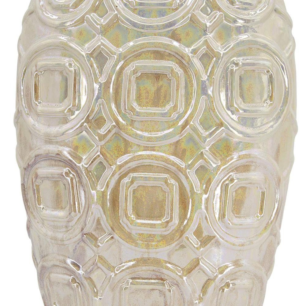 20" Cream Geometric Ceramic Bud Table Vase HomeRoots