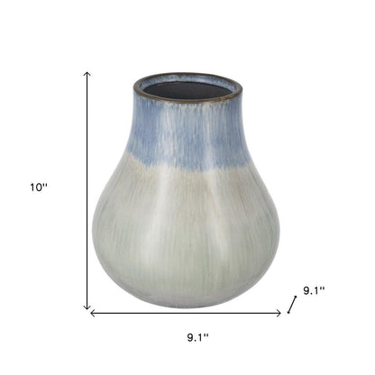 10" Blue And Gray Ombre Ceramic Round Table Vase HomeRoots