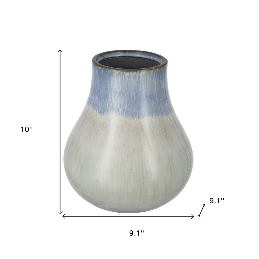 10" Blue And Gray Ombre Ceramic Round Table Vase HomeRoots