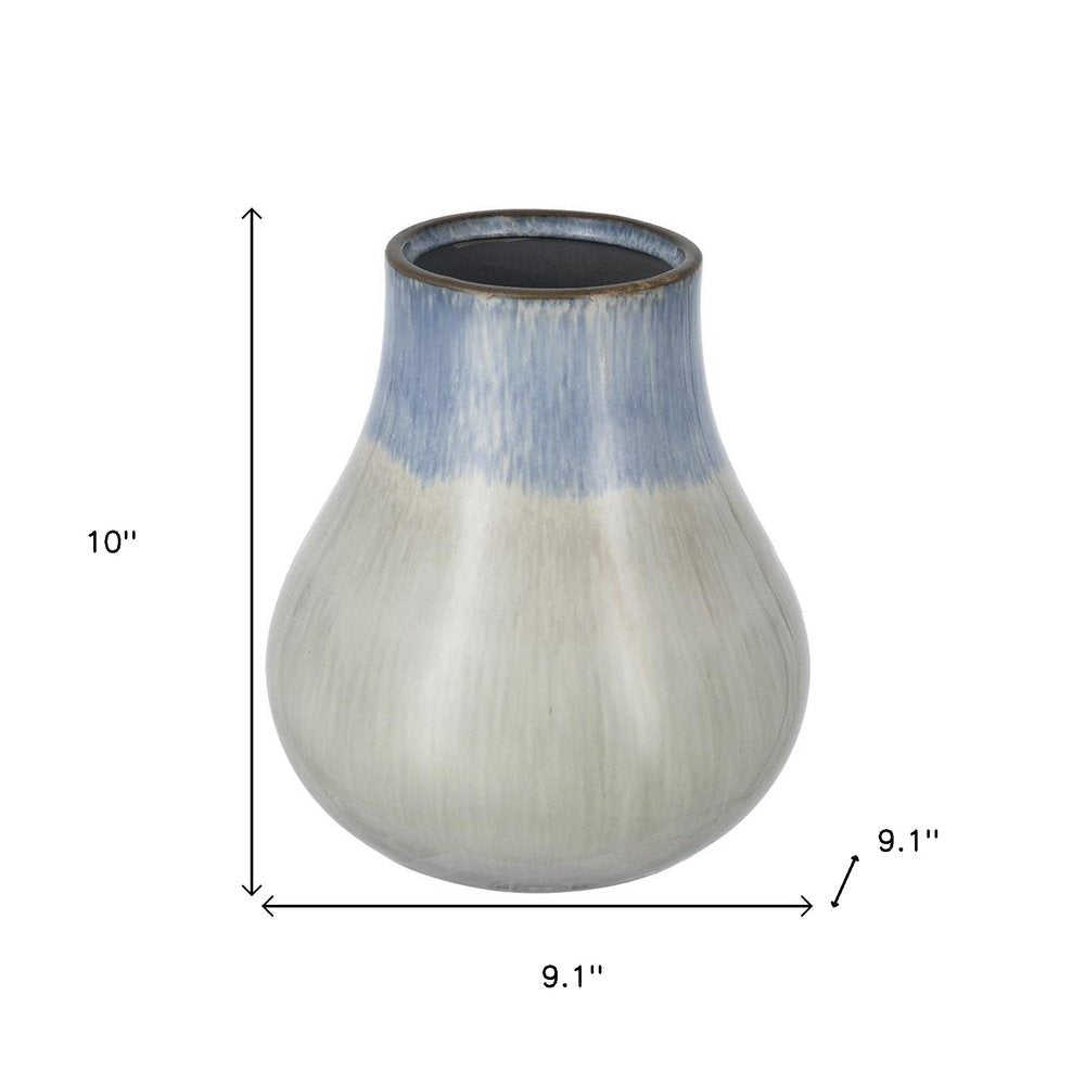 10" Blue And Gray Ombre Ceramic Round Table Vase HomeRoots