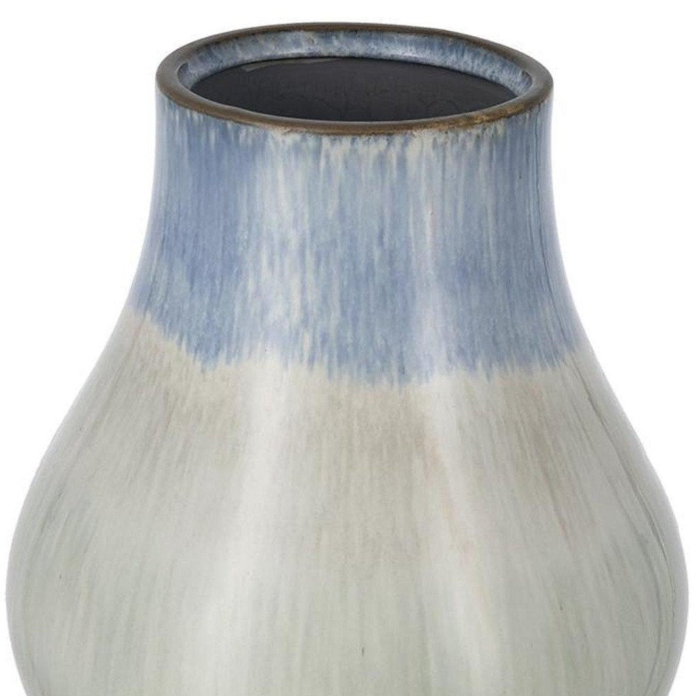 10" Blue And Gray Ombre Ceramic Round Table Vase HomeRoots