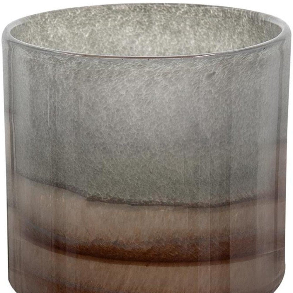 9" Gray And Brown Ombre Glass Round Table Vase HomeRoots