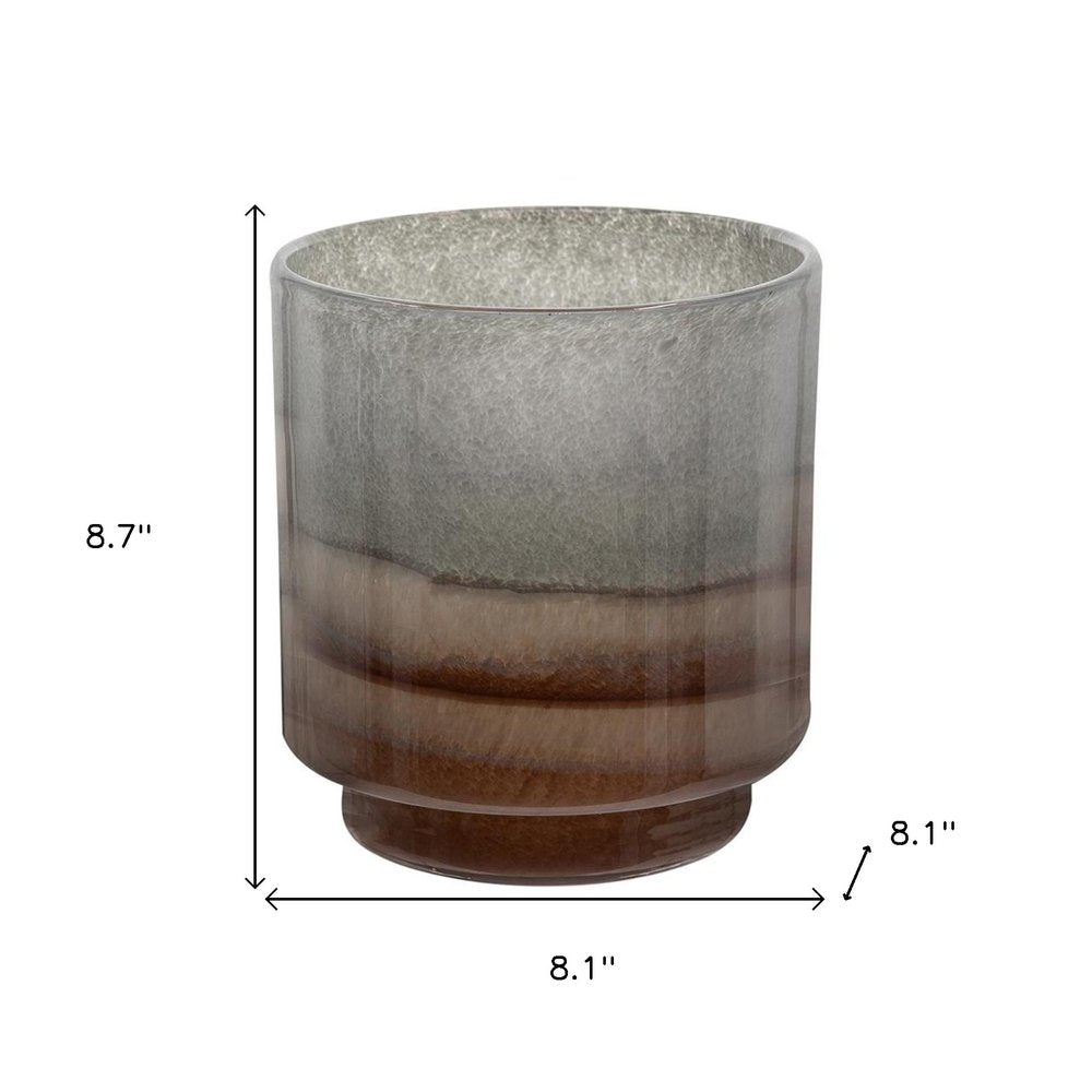 9" Gray And Brown Ombre Glass Round Table Vase HomeRoots