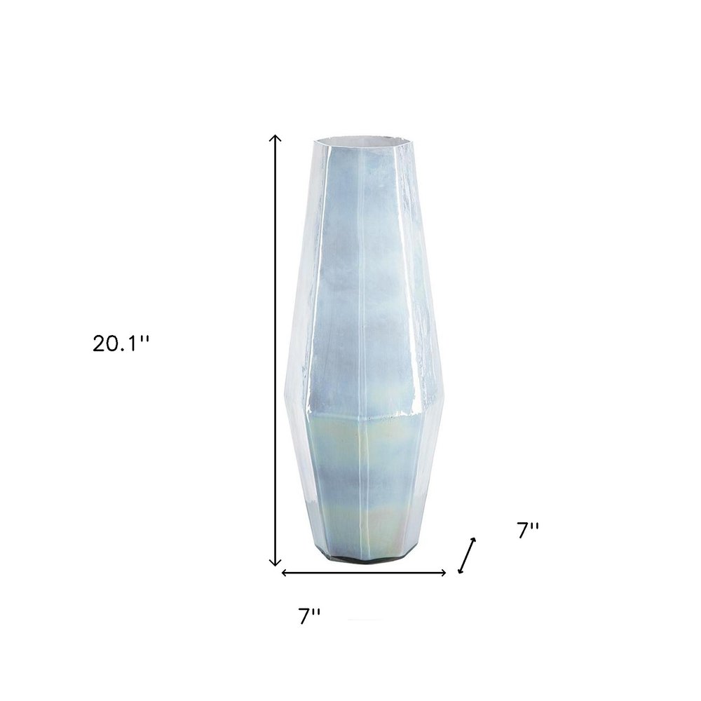 20" Blue And Opal Glass Cylinder Table Vase HomeRoots