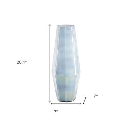 20" Blue And Opal Glass Cylinder Table Vase HomeRoots