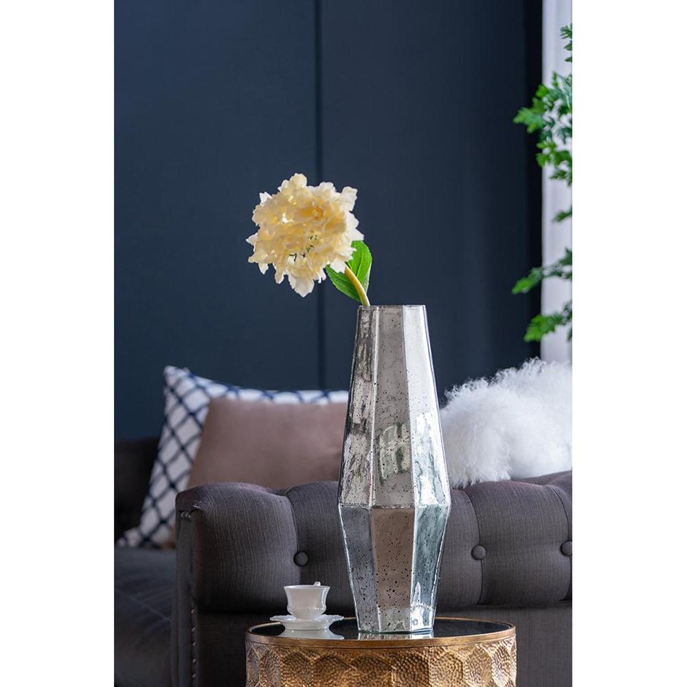 20" Antiqued Silver Glass Cylinder Table Vase HomeRoots