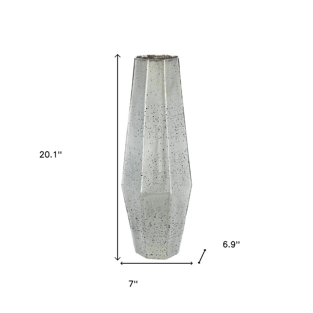 20" Antiqued Silver Glass Cylinder Table Vase HomeRoots