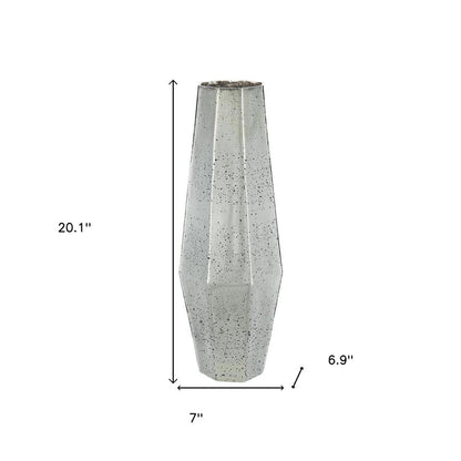 20" Antiqued Silver Glass Cylinder Table Vase HomeRoots