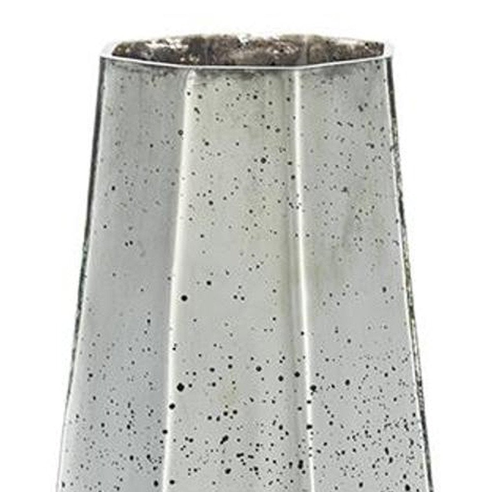 20" Antiqued Silver Glass Cylinder Table Vase HomeRoots