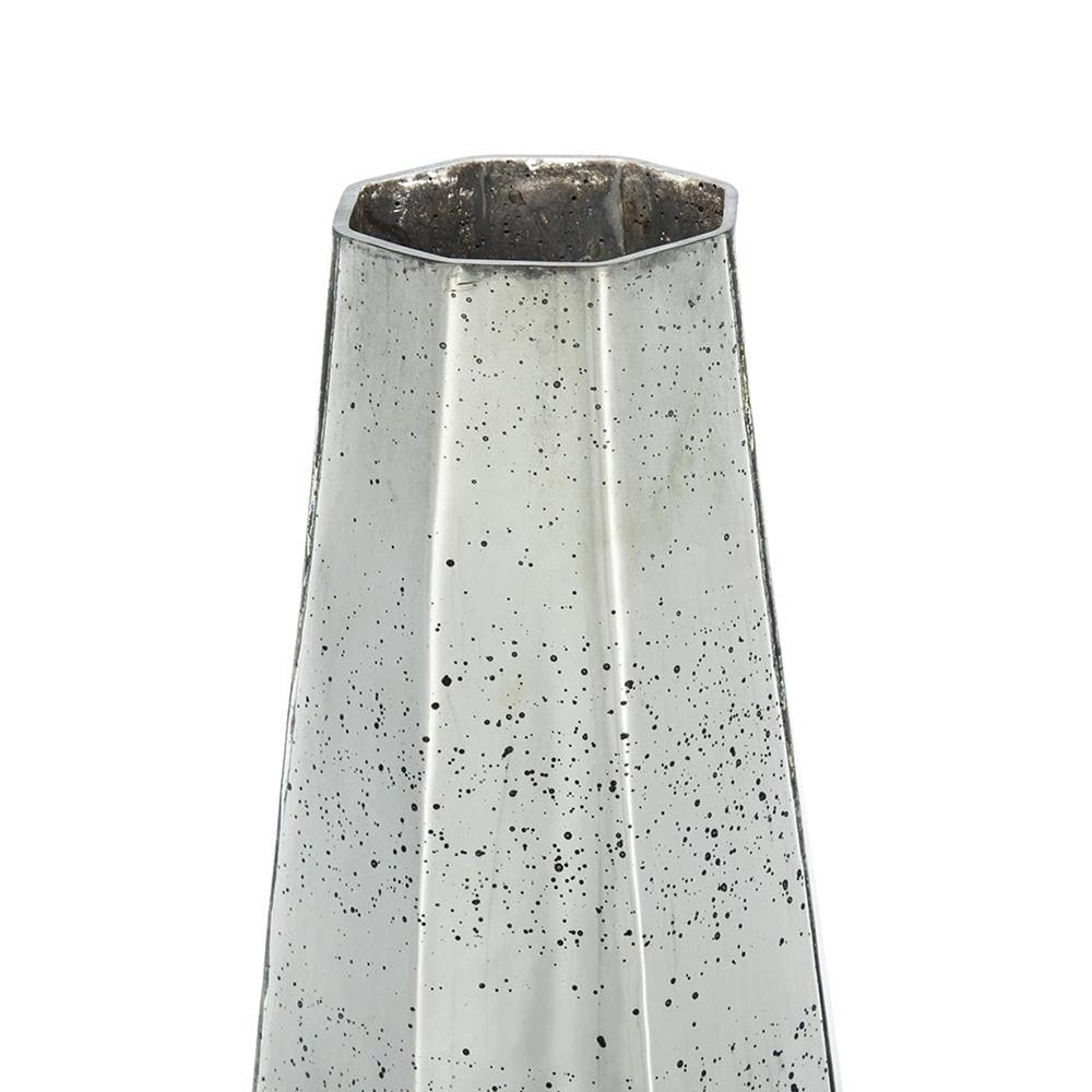 20" Antiqued Silver Glass Cylinder Table Vase HomeRoots