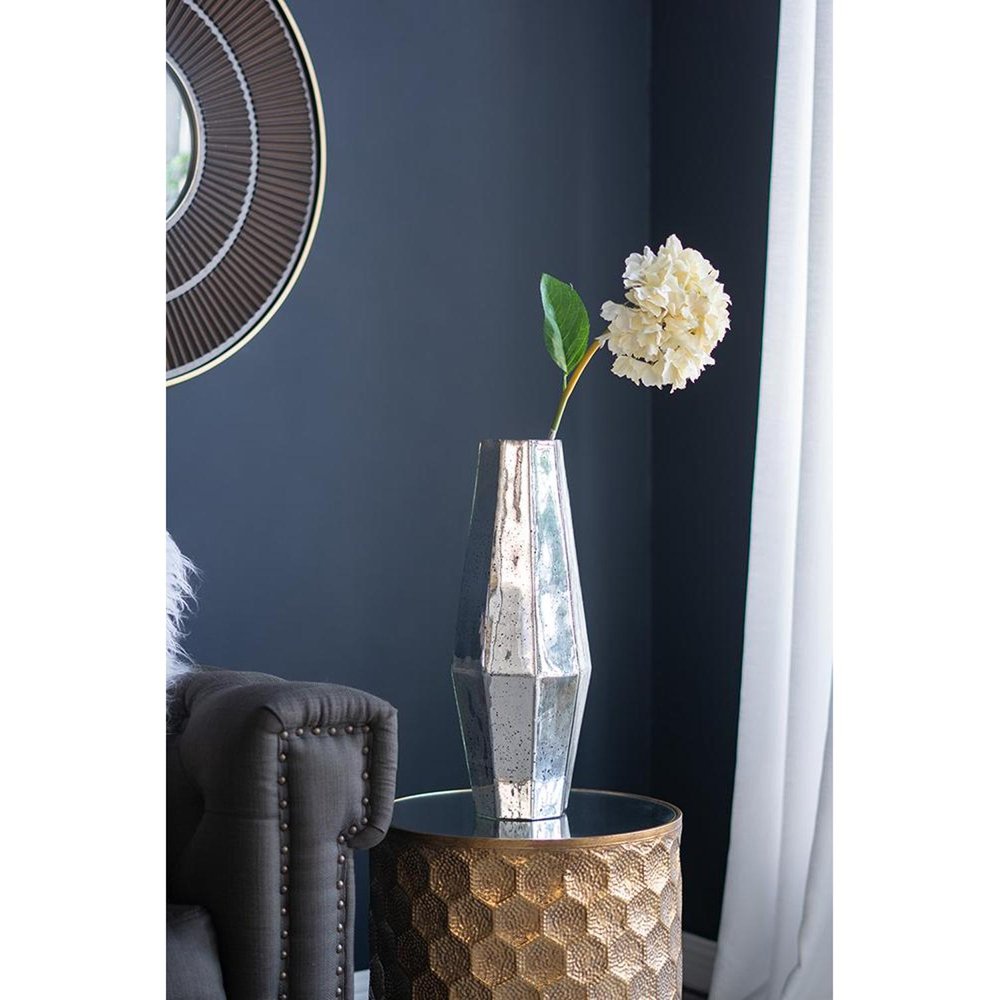 20" Antiqued Silver Glass Cylinder Table Vase HomeRoots