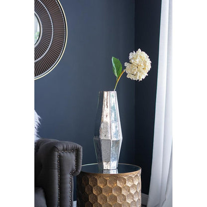 20" Antiqued Silver Glass Cylinder Table Vase HomeRoots