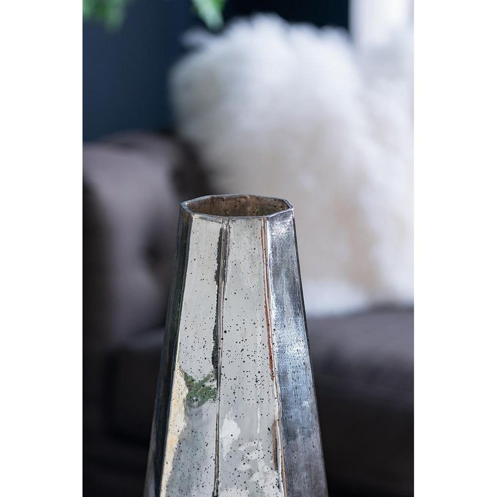 20" Antiqued Silver Glass Cylinder Table Vase HomeRoots