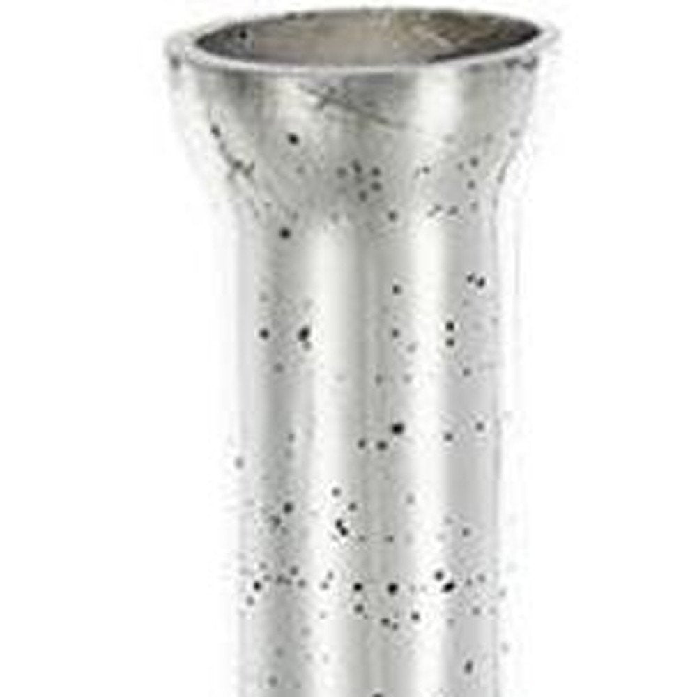 25" Antiqued Silver Floral Glass Bottle Table Vase HomeRoots
