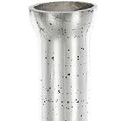25" Antiqued Silver Floral Glass Bottle Table Vase HomeRoots