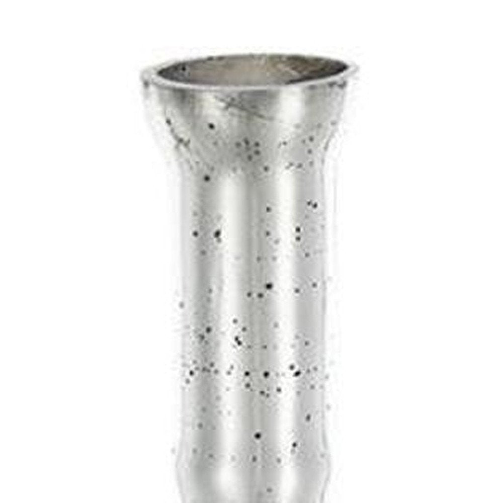 25" Antiqued Silver Floral Glass Bottle Table Vase HomeRoots