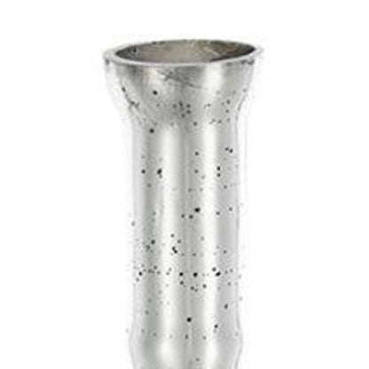 25" Antiqued Silver Floral Glass Bottle Table Vase HomeRoots
