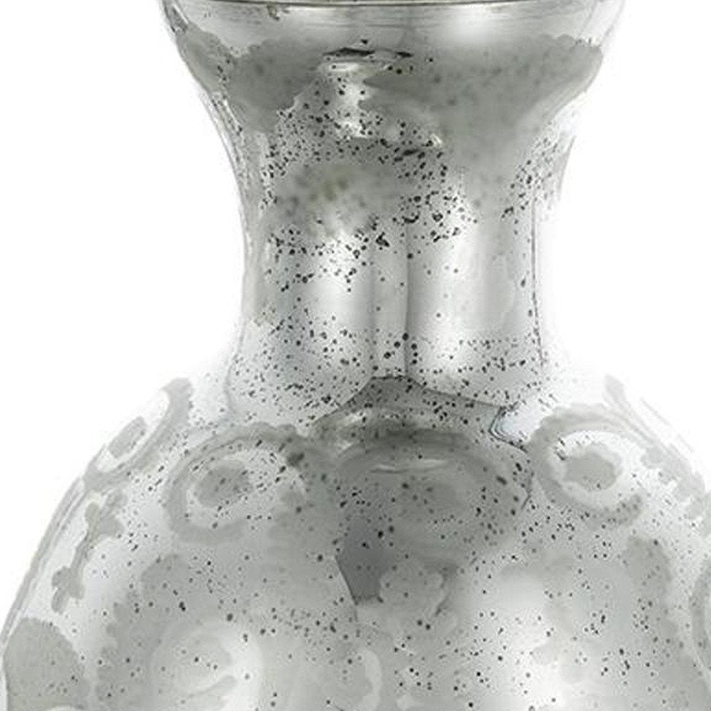 18" Antiqued Silver Floral Glass Table Vase — view 12