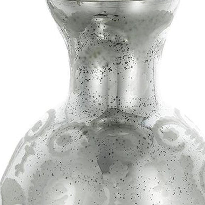 18" Antiqued Silver Floral Glass Table Vase HomeRoots