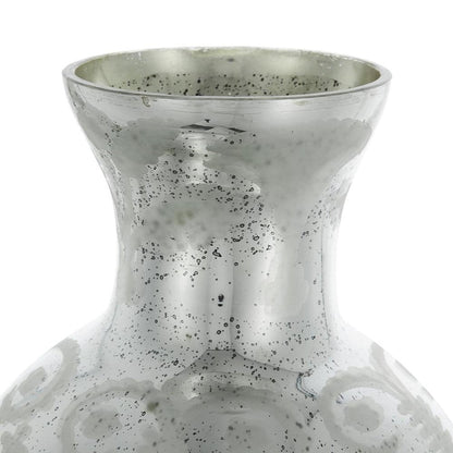 18" Antiqued Silver Floral Glass Table Vase HomeRoots