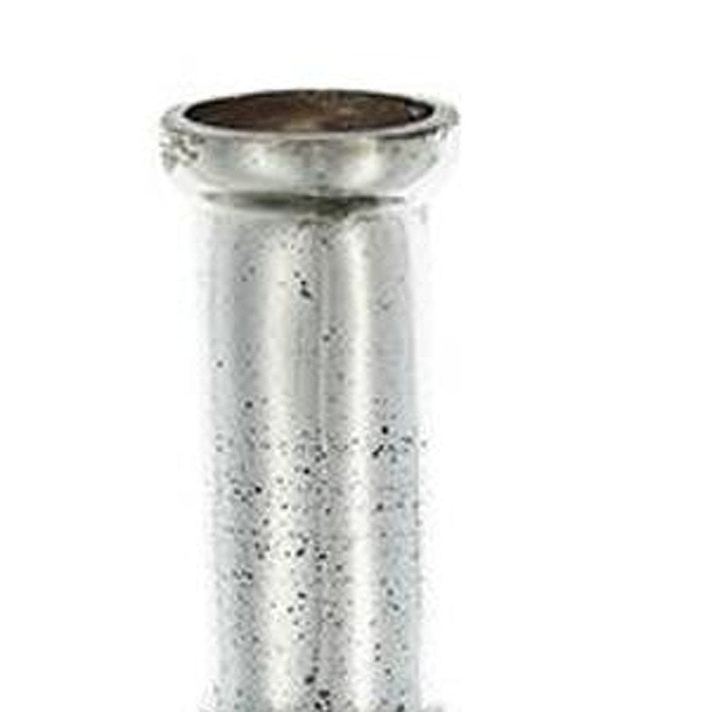 30" Antiqued Silver Floral Glass Bottle Table Vase HomeRoots
