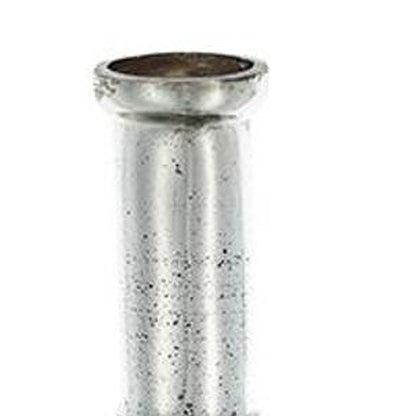 30" Antiqued Silver Floral Glass Bottle Table Vase HomeRoots