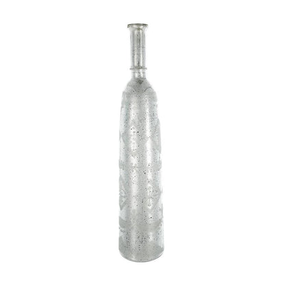 30" Antiqued Silver Floral Glass Bottle Table Vase HomeRoots