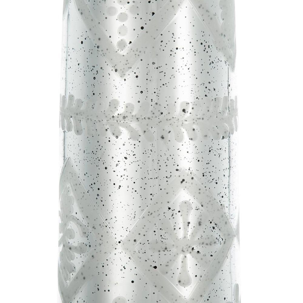 30" Antiqued Silver Floral Glass Bottle Table Vase HomeRoots