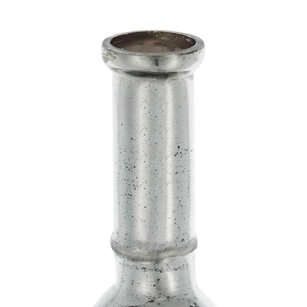 30" Antiqued Silver Floral Glass Bottle Table Vase HomeRoots