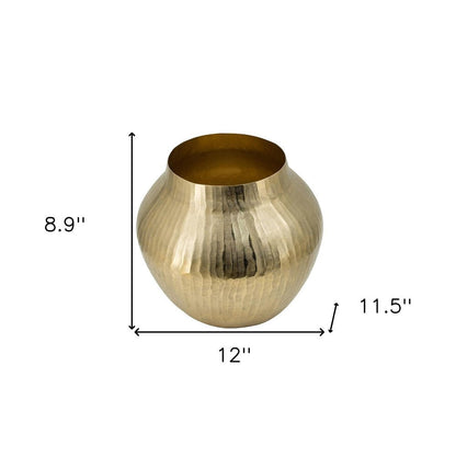 9" Gold Hammered Aluminum Round Table Vase HomeRoots