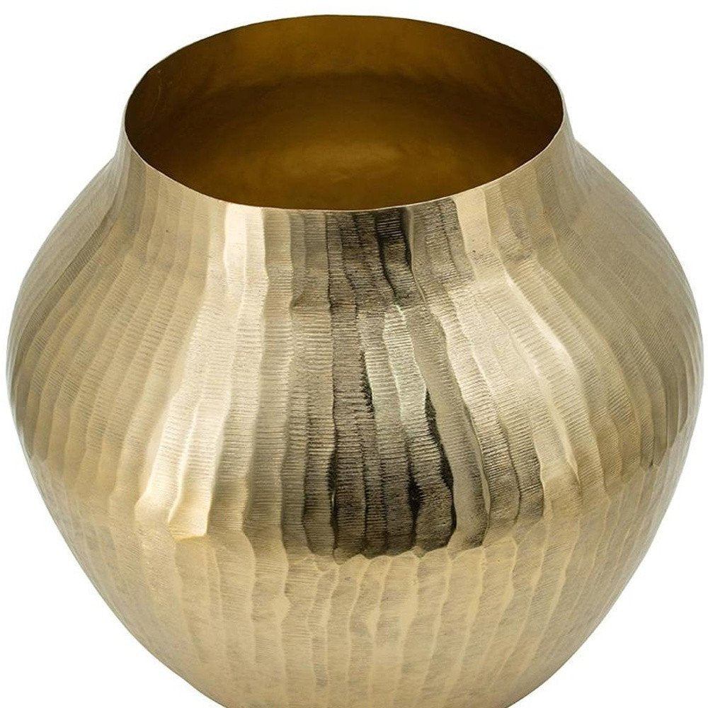 9" Gold Hammered Aluminum Round Table Vase HomeRoots
