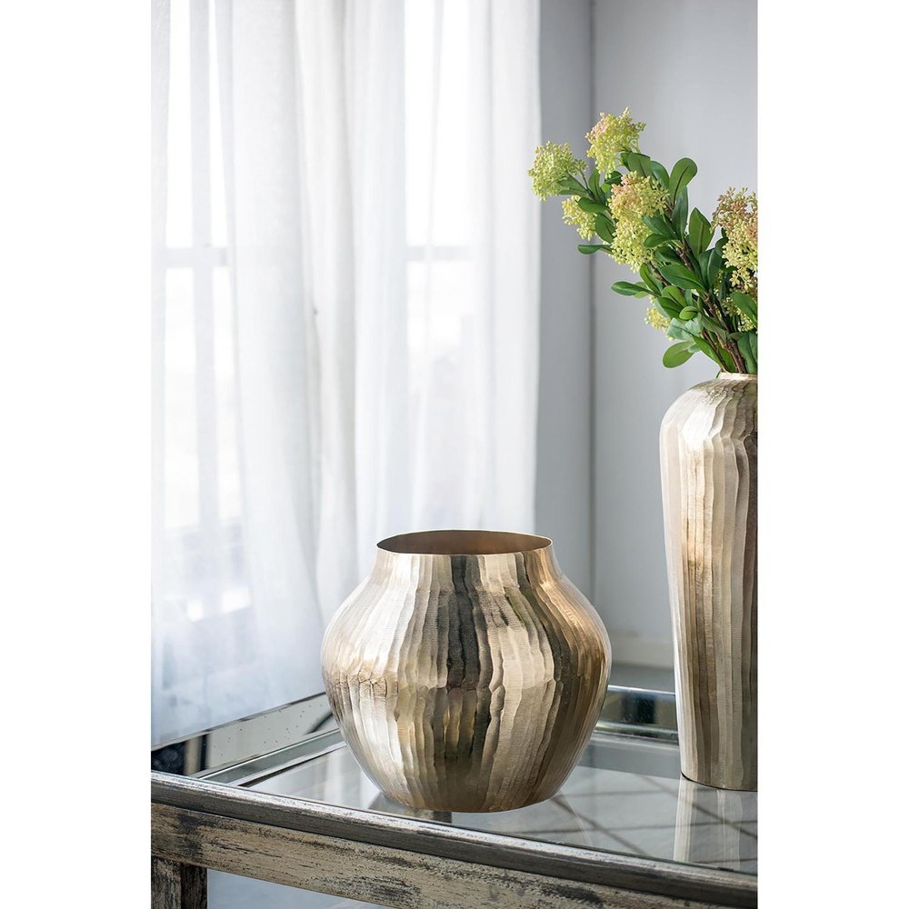 9" Gold Hammered Aluminum Round Table Vase HomeRoots