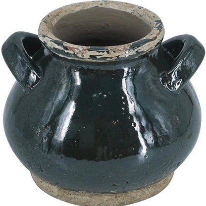 7" Dark Green And Sand Terracotta Round Jug Vase HomeRoots