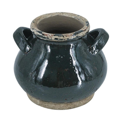 7" Dark Green And Sand Terracotta Round Jug Vase HomeRoots