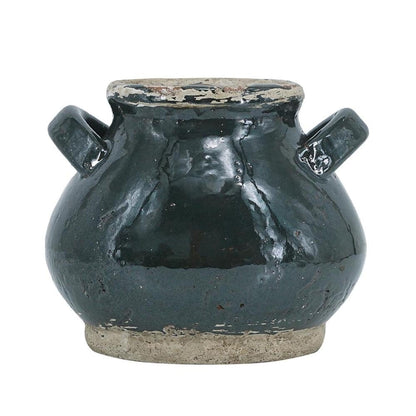 7" Dark Green And Sand Terracotta Round Jug Vase HomeRoots