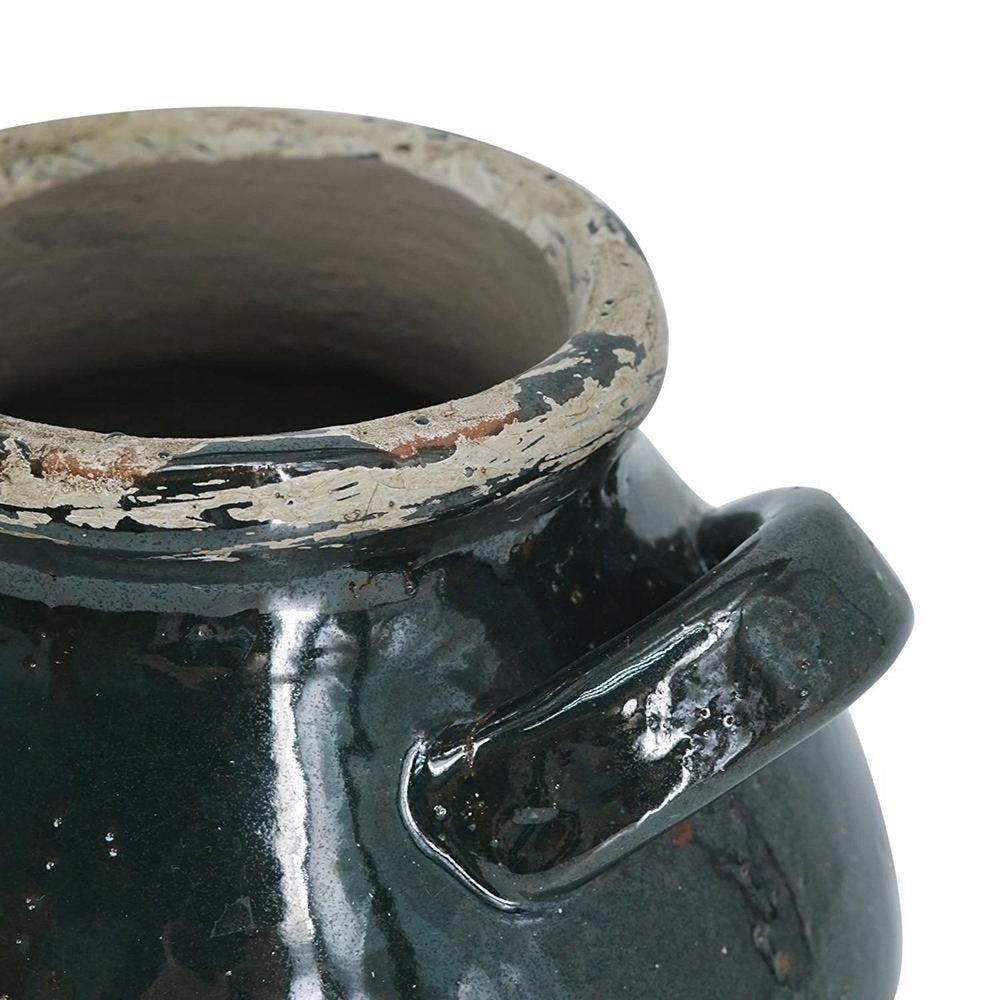 7" Dark Green And Sand Terracotta Round Jug Vase HomeRoots