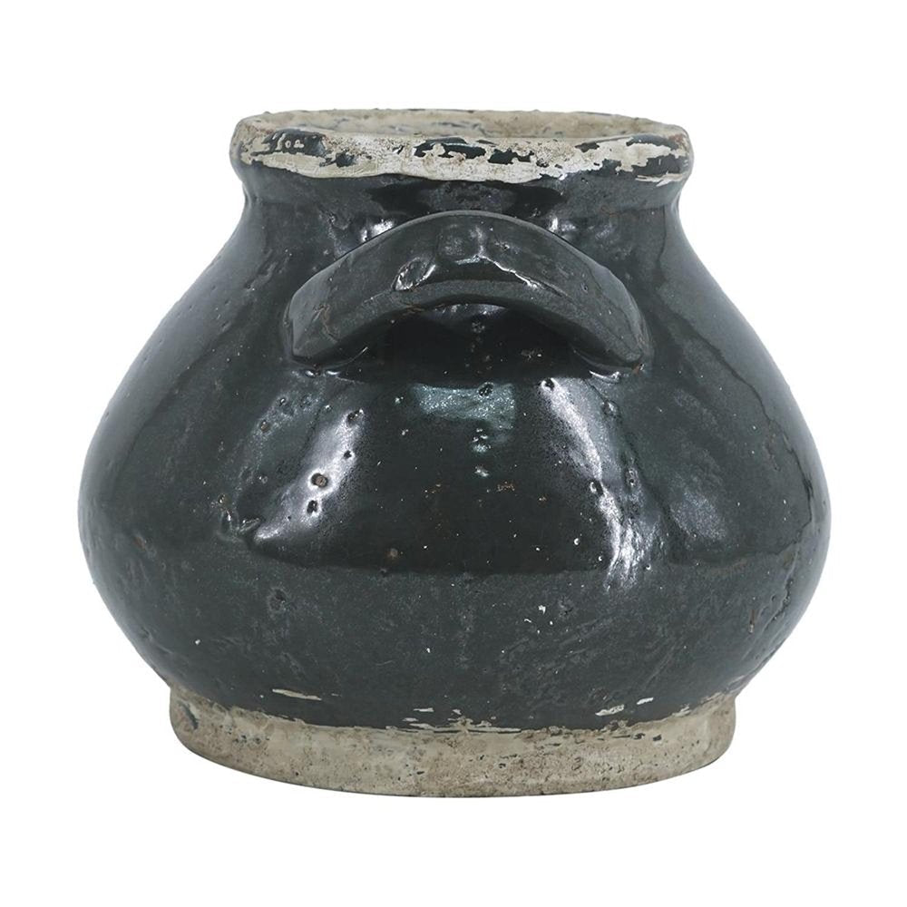 7" Dark Green And Sand Terracotta Round Jug Vase HomeRoots