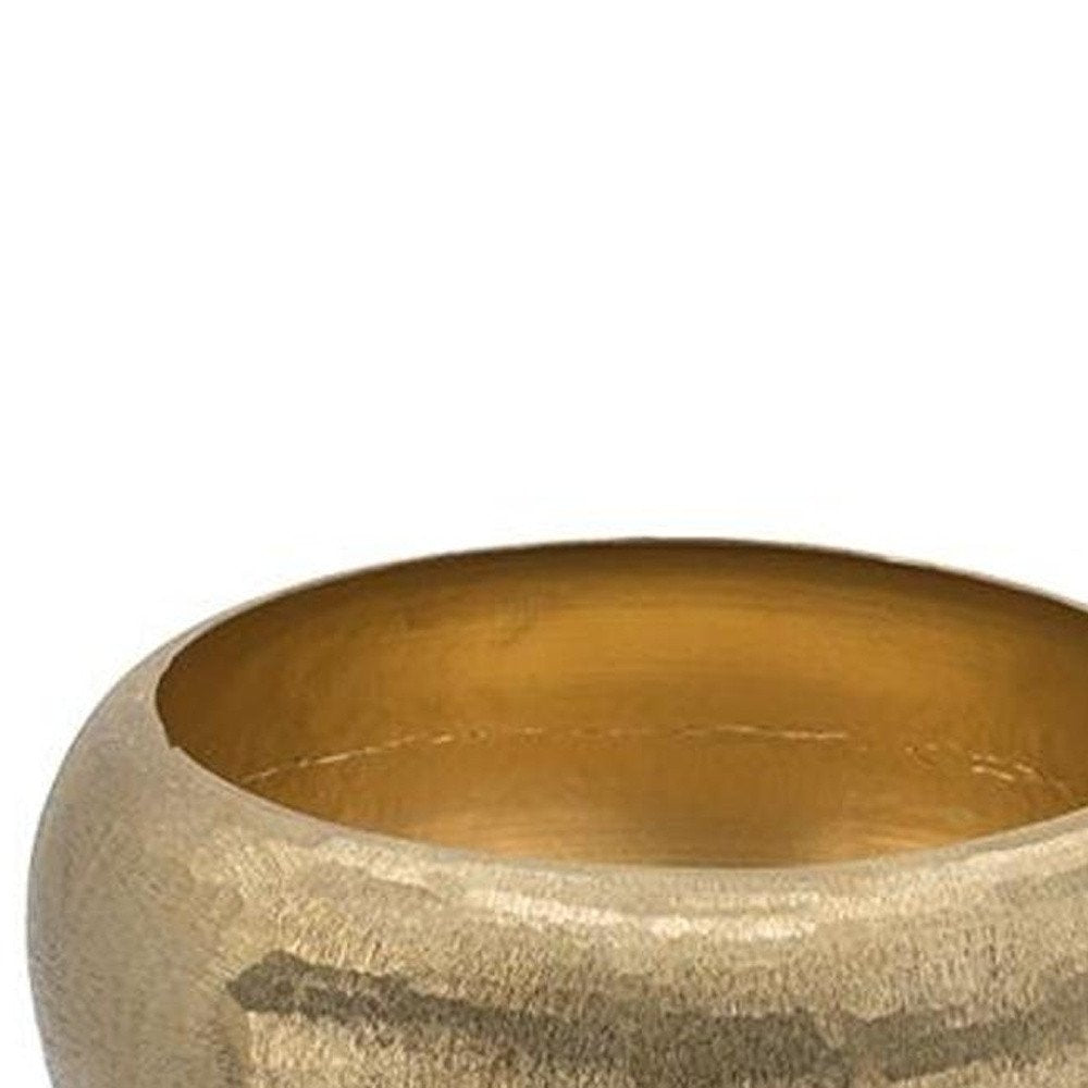 Set of Two Gold Aluminum Hammered Round Centerpiece Bowls HomeRoots