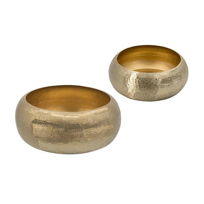Set of Two Gold Aluminum Hammered Round Centerpiece Bowls HomeRoots