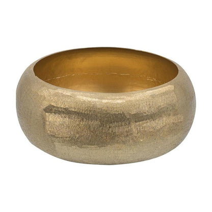 Set of Two Gold Aluminum Hammered Round Centerpiece Bowls HomeRoots