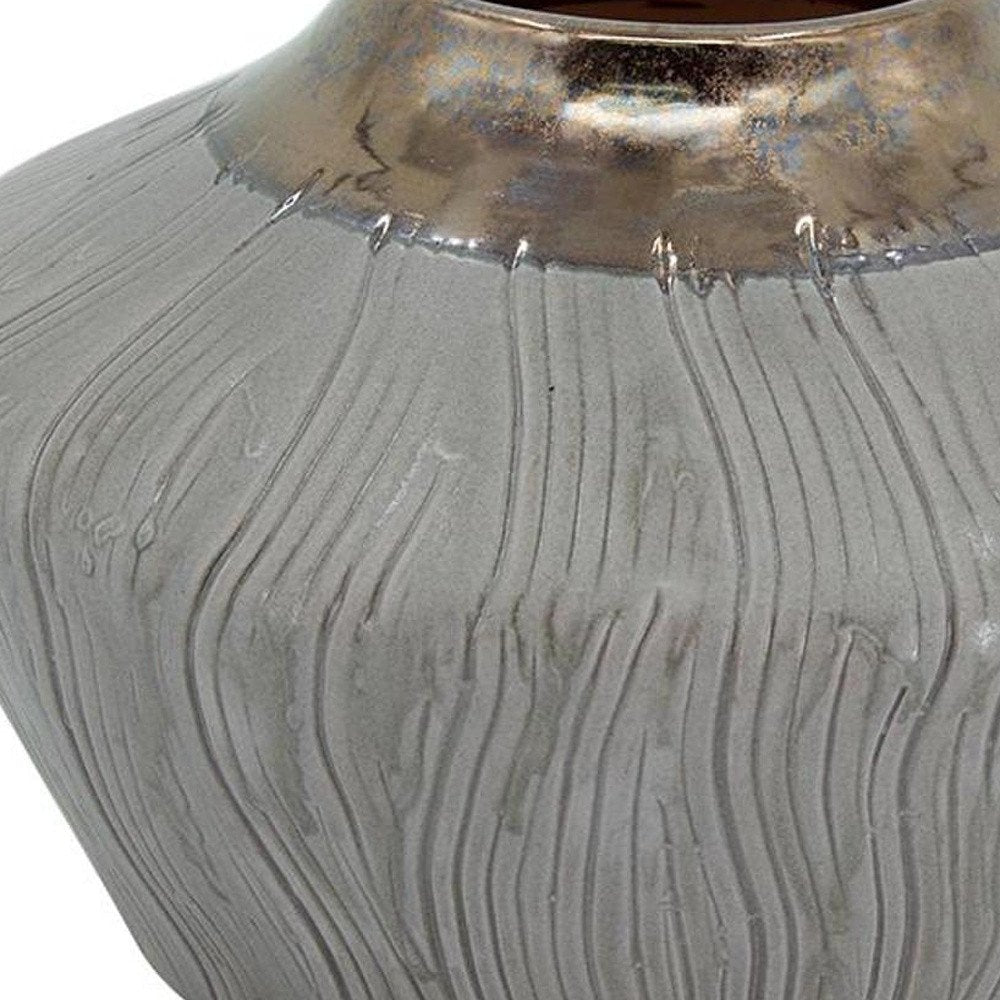7" Bronze And Gray Ceramic Round Table Vase HomeRoots