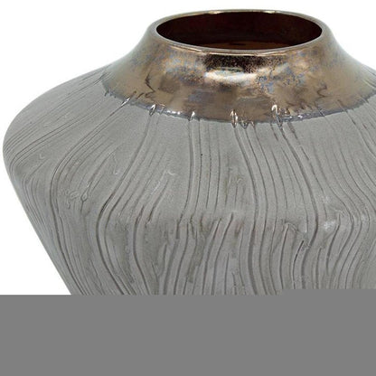 7" Bronze And Gray Ceramic Round Table Vase
