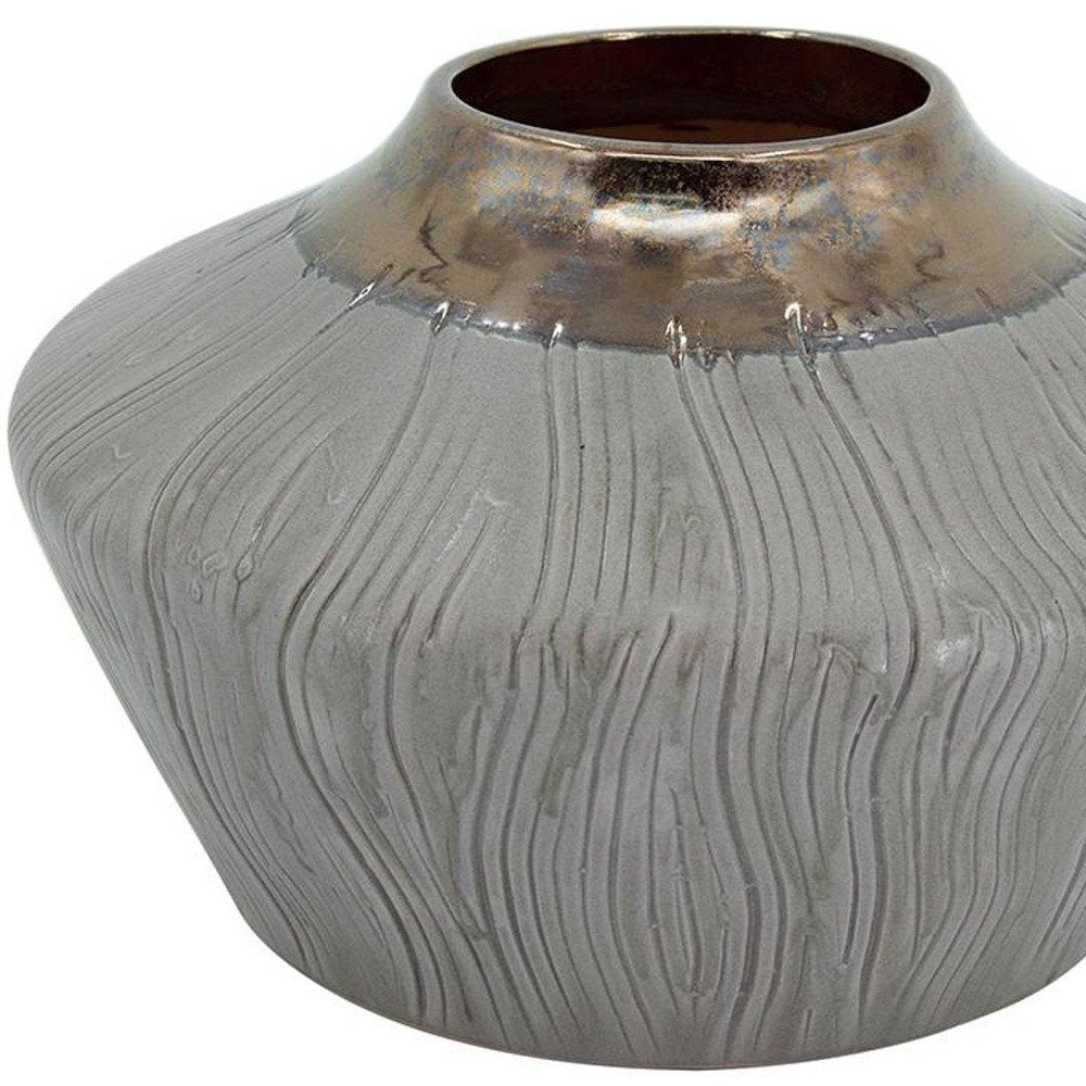 7" Bronze And Gray Ceramic Round Table Vase HomeRoots