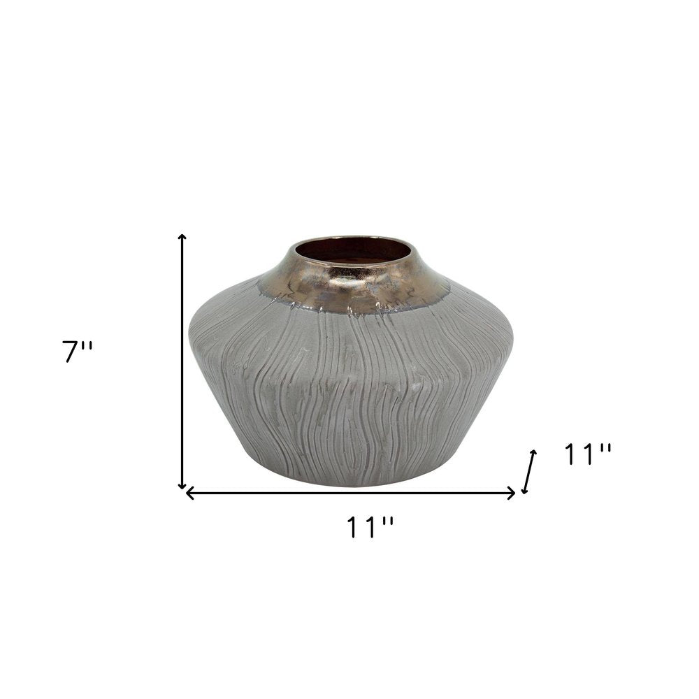 7" Bronze And Gray Ceramic Round Table Vase HomeRoots