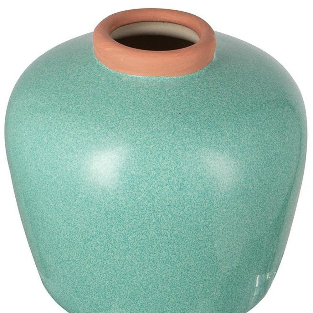8" Blue And Brown Mottled Ceramic Round Table Vase HomeRoots